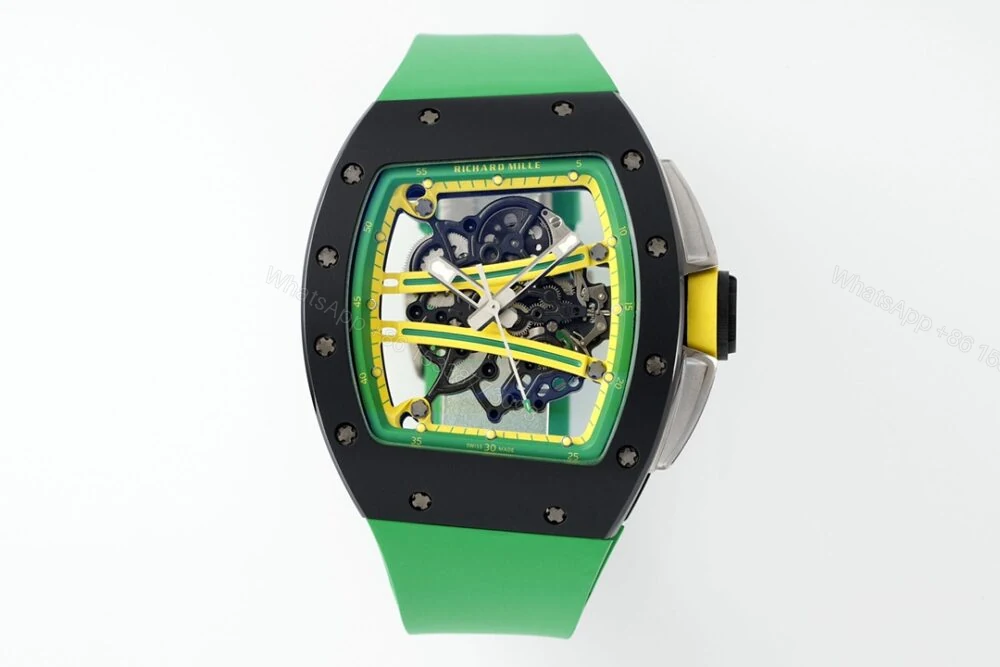 RM61-01 APSF Black Ceramic/RU Skeleton Dial on Green Rubber Strap RMUL2 Super Clone — view 1