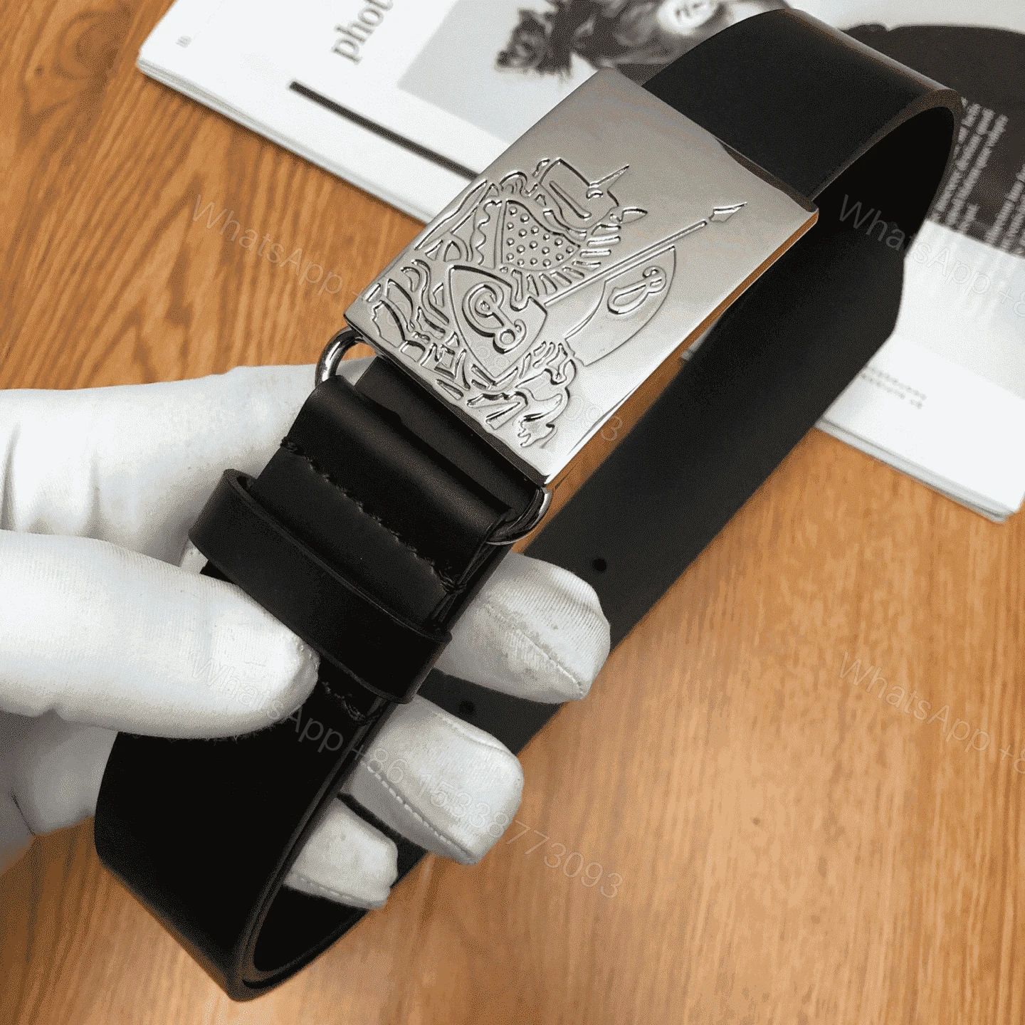 View 2 of BURBERRY BLACK MEN’S LUKE LEATHER BELT – B24