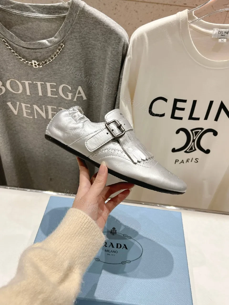 View 6 of Shimmer Fringe Derby Shoes: Metallic Leather, All-Day Comfort