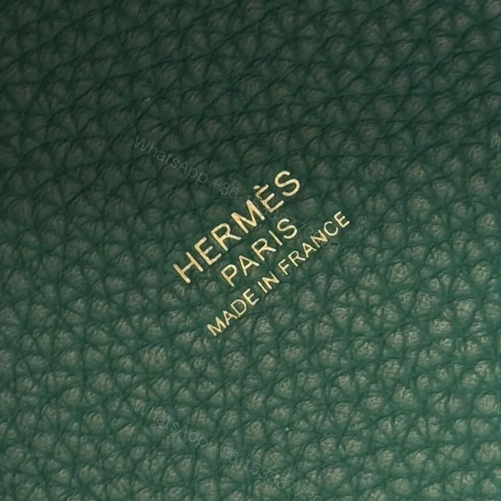 View 5 of HN Togo leather green with gold hardware 18cm