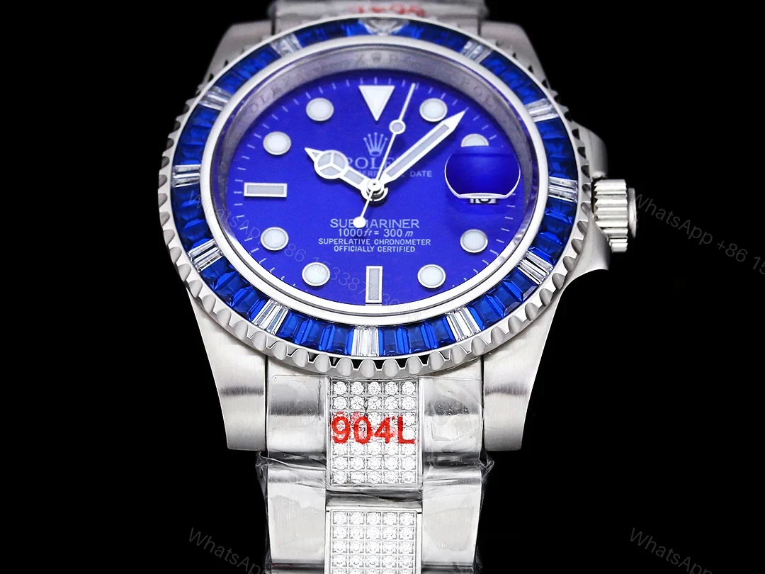 View 4 of Rolex Full Iced Diamond Dial Three-Link Bracelet Gold Luxury Watch 42mm Ultimate Edition RG-ROLEX-FULL-ICED-GOLD-DIA-42