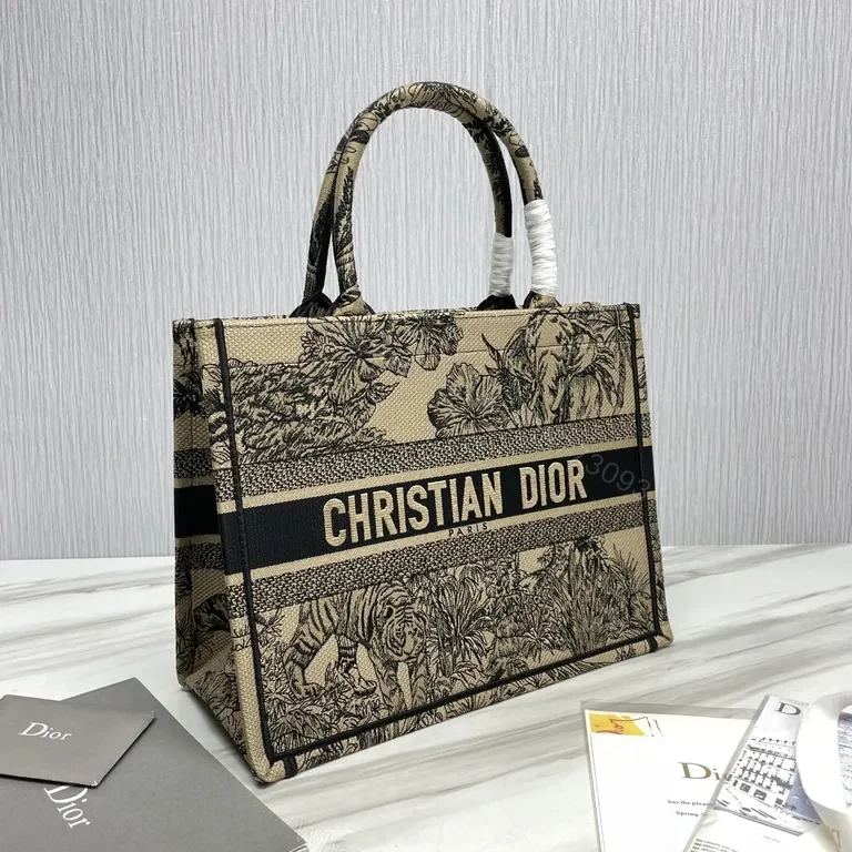 View 9 of Botanical Dior-Style Tote: Statement Pattern, Everyday Versatility