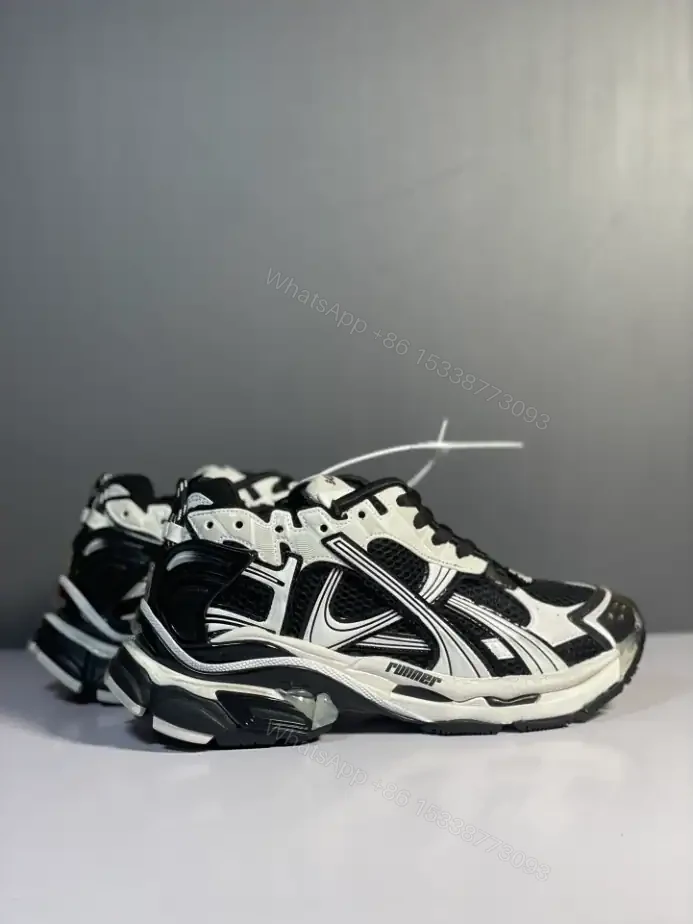 View 3 of BALENCIAGA RUNNER SNEAKER IN BLACK AND WHITE MESH AND NYLON – BB266