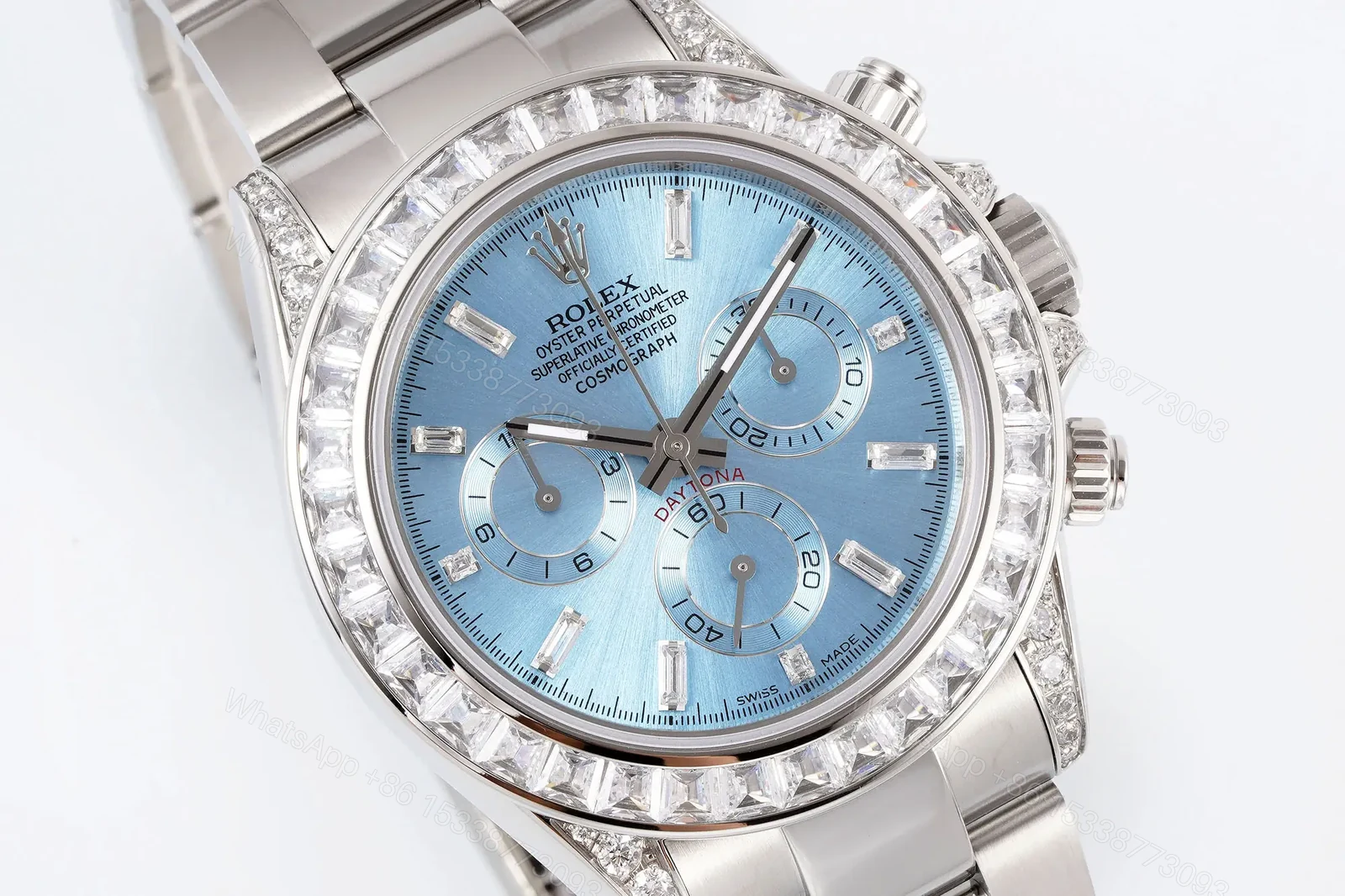 View 3 of Radiant ice blue daytona diamond replica 40 Steel Bracelet Edition ROLEX-DAYTONA-ICE-DIA-40