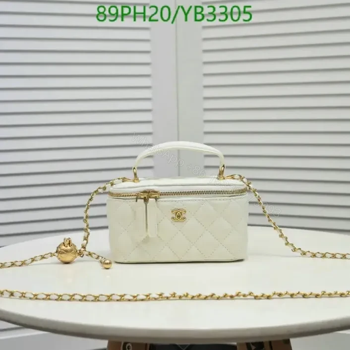 View 8 of Chanel Leather Vanity Black Bag with Chain YB33055