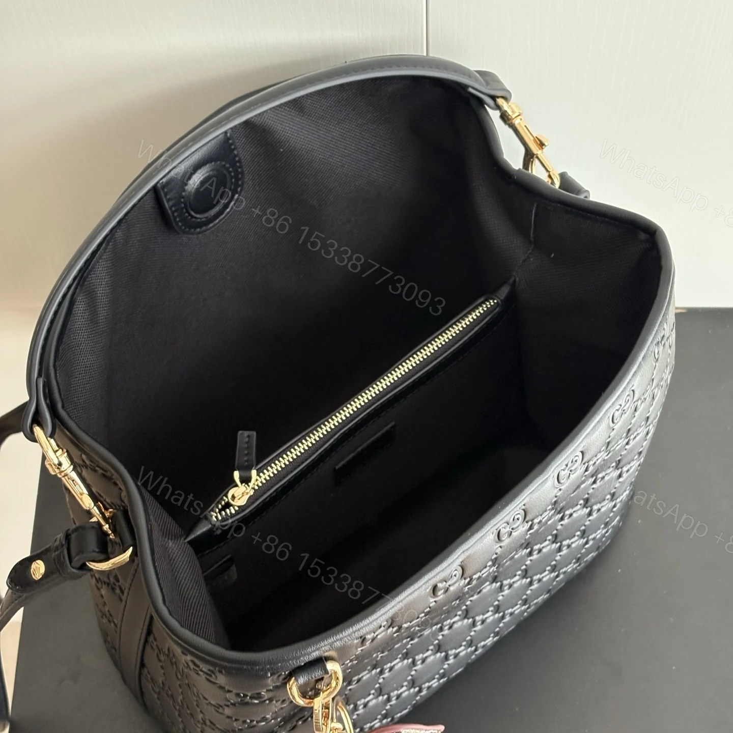 View 8 of Gucci GG Emblem Small Bucket Bag Black 25Cm