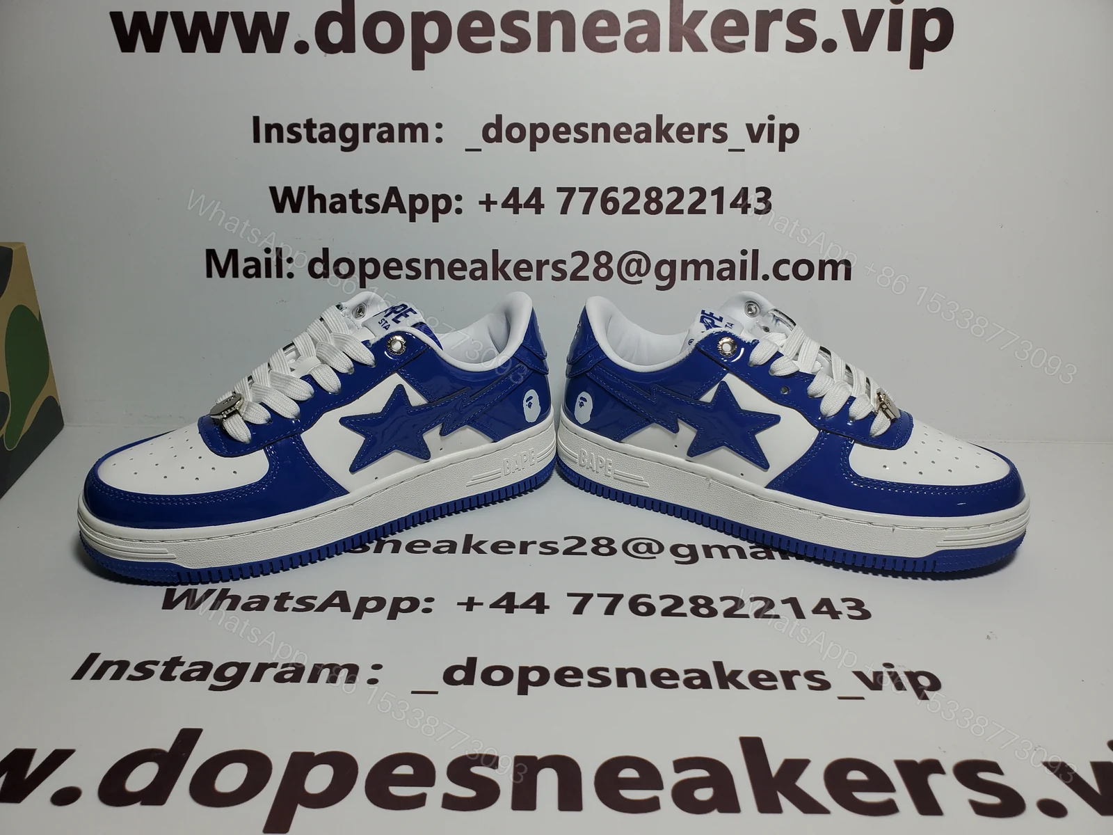 View 2 of A Bathing Ape Bape StaPatent Leather White Blue (2023)(BapeSta)