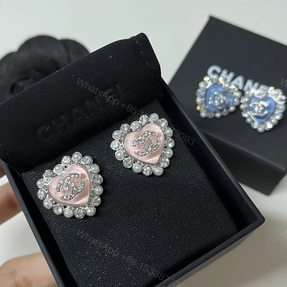 View 5 of CHANEL HEART MOTIF AND CRYSTAL EARRINGS IN PINK