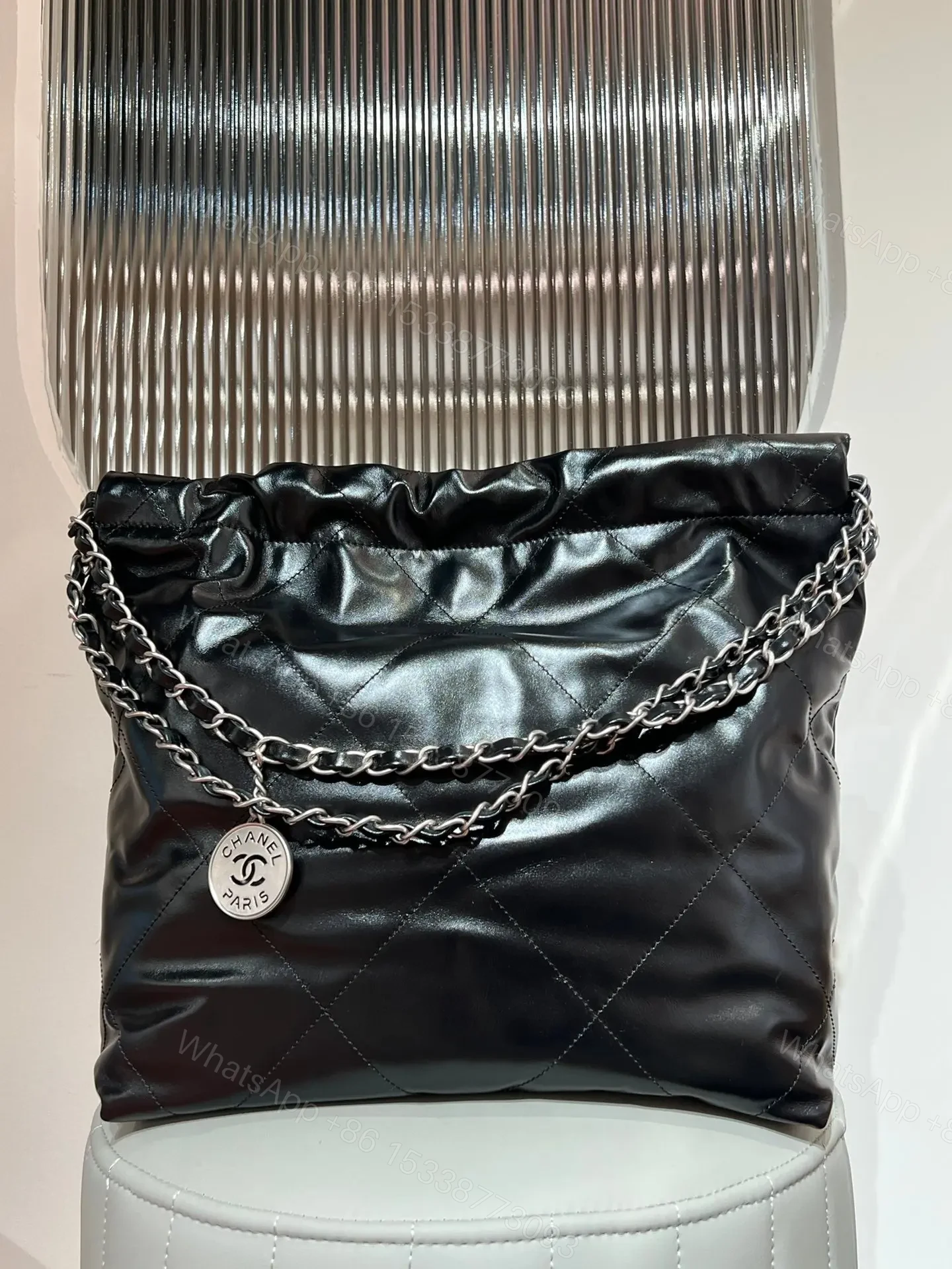 View 6 of CHANEL 22 Small Black Sliver Hardware