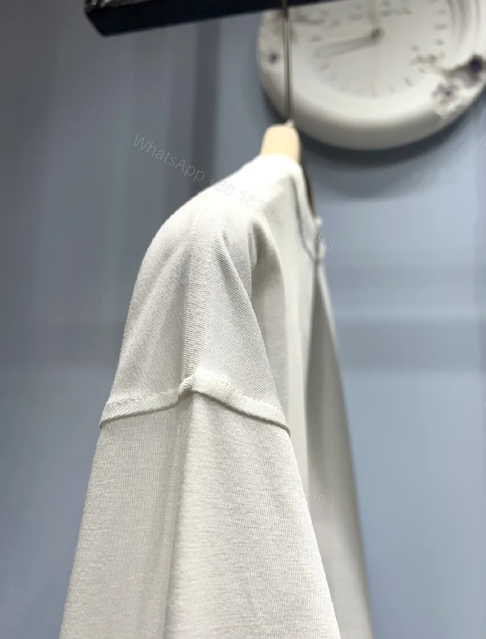 View 2 of White Cotton Tee with Distressed Gradient Logo - Relaxed Fit Top