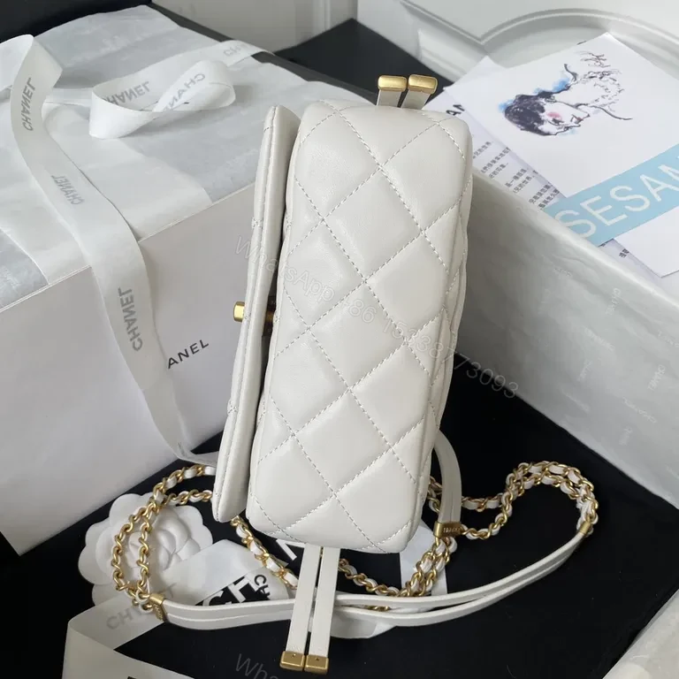 View 9 of Ivory Quilted Leather Flap Bag â€” Luxe Everyday Carry