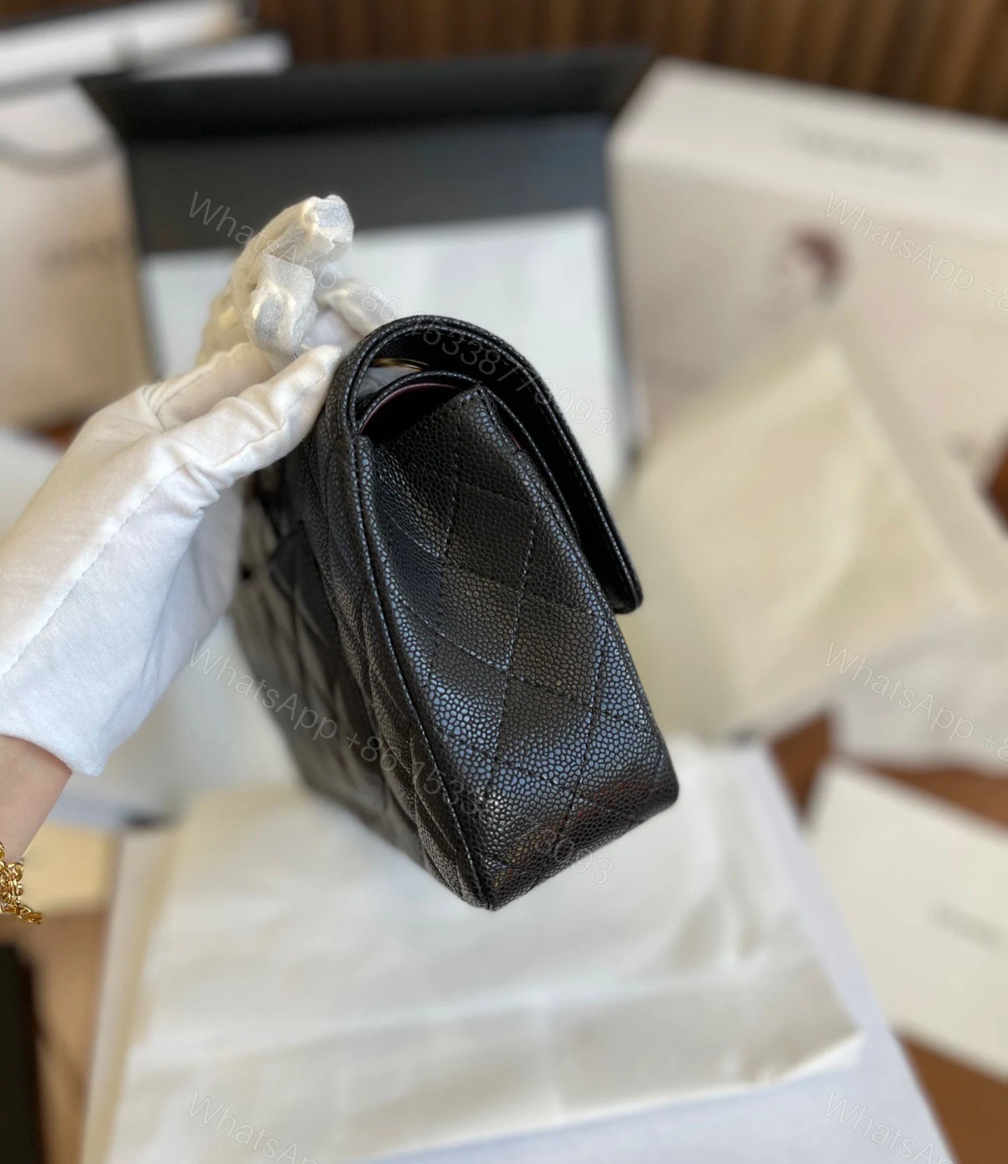 View 8 of CHANEL CLASSIC FLAP QUILTED BLACK BAG PURSE