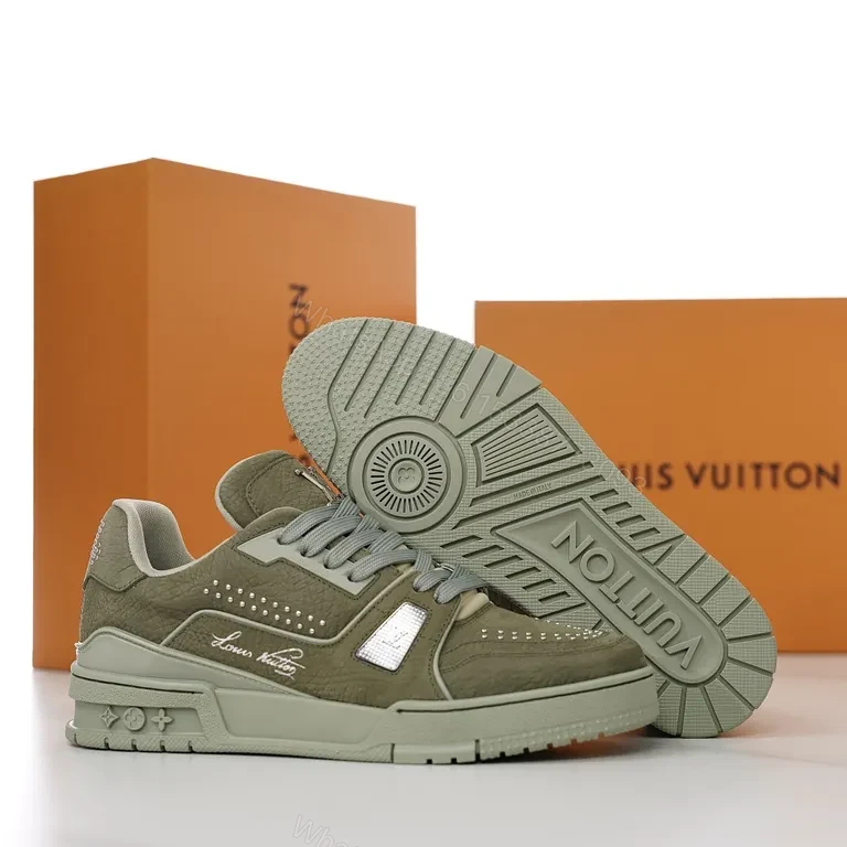 View 8 of Olive Allure: Luxe Everyday Trainer with LV Detail