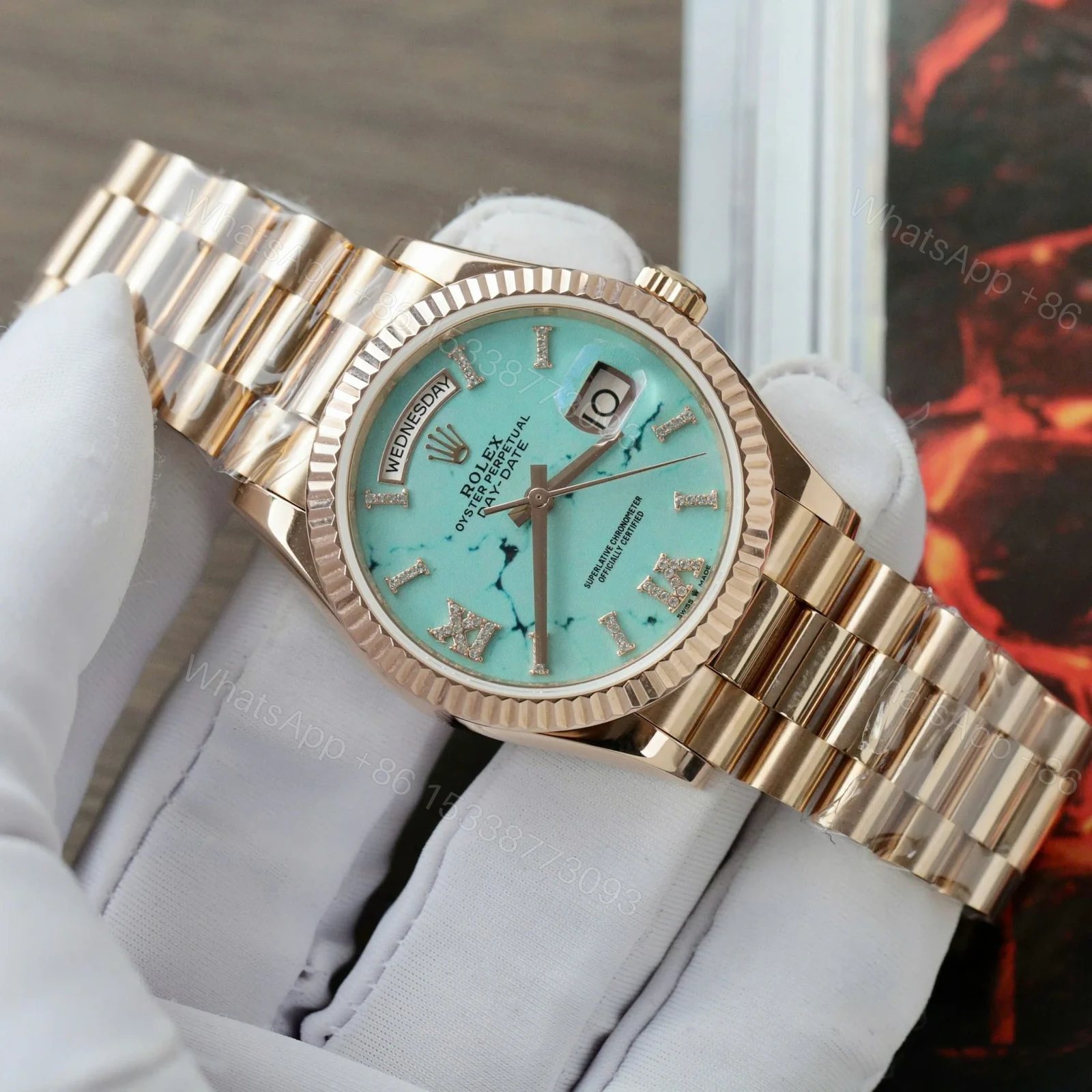 View 3 of Superclone Rolex Day-Date Turquoise Dial 128235 40 mm