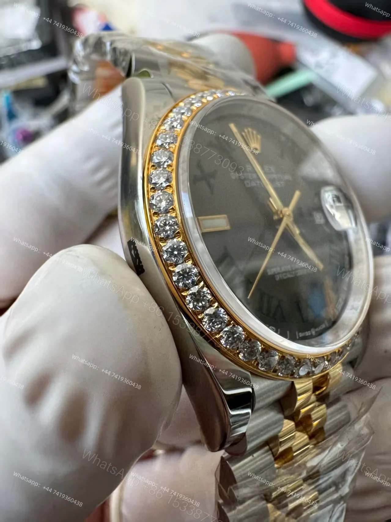 View 5 of Rolex Datejust M126283RBR-0021 1:1 Replica Roman Dial Diamond-Set Bezel 36MM 3235 Movement Super Clone Watch