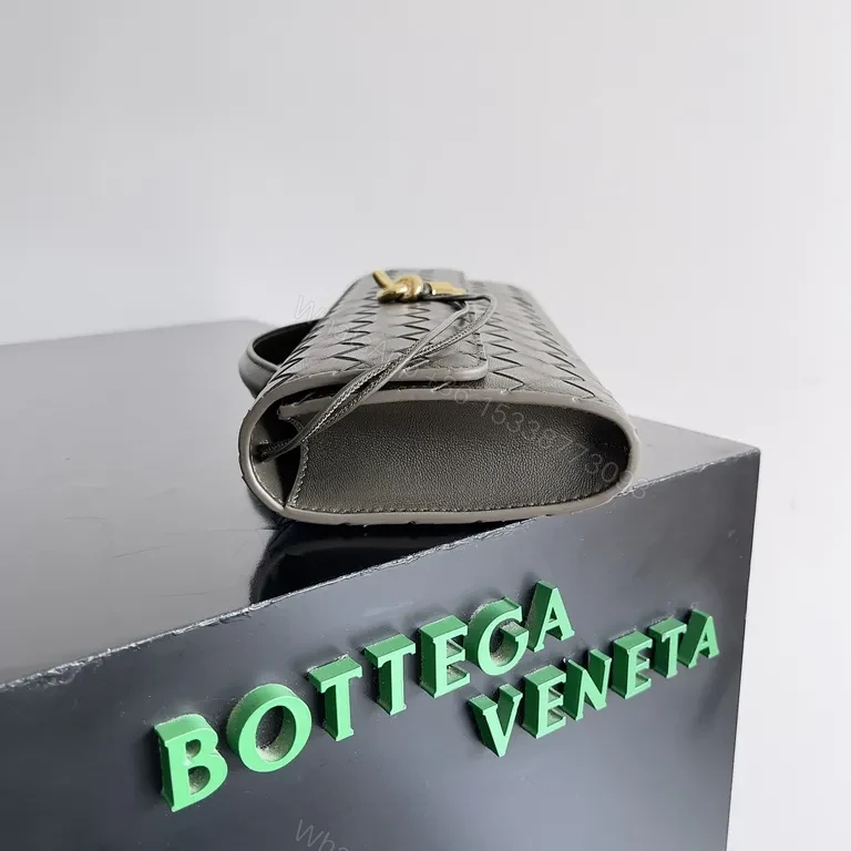 View 3 of Compact Woven Leather Wallet with Gold Clasp - Everyday Luxury