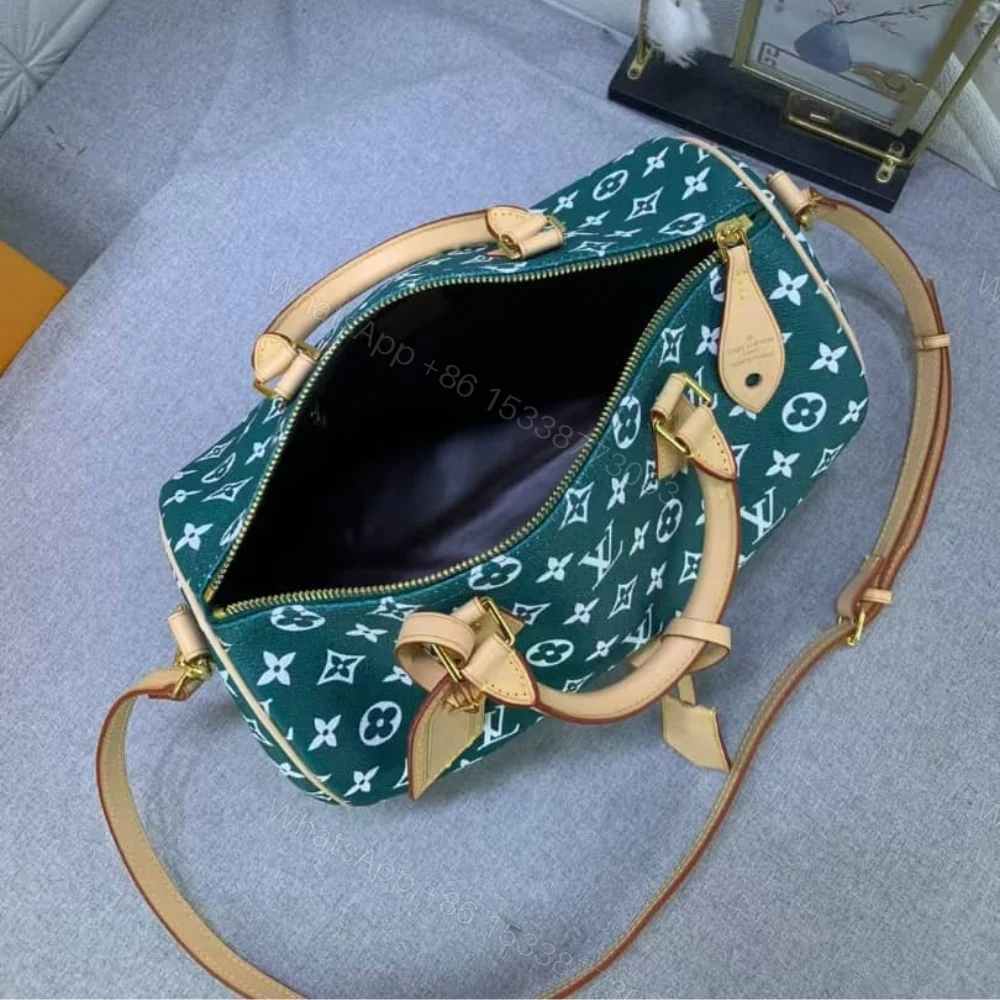 View 9 of Louis Vuitton Design On The Catwalk Speedy P9 Bandoulière Bag Green 30Cm