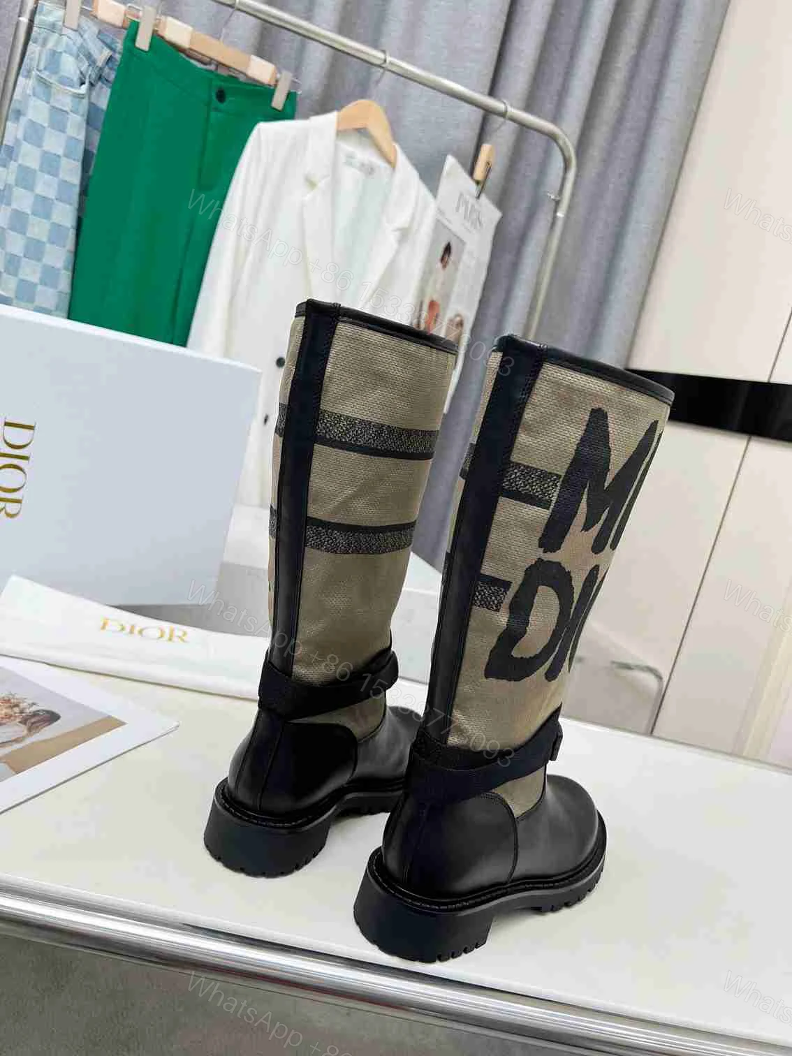 View 3 of DIOR D MAJOR BOOT WITH MISS DIOR PRINT WARM TAUPE KDI929CMV S44X