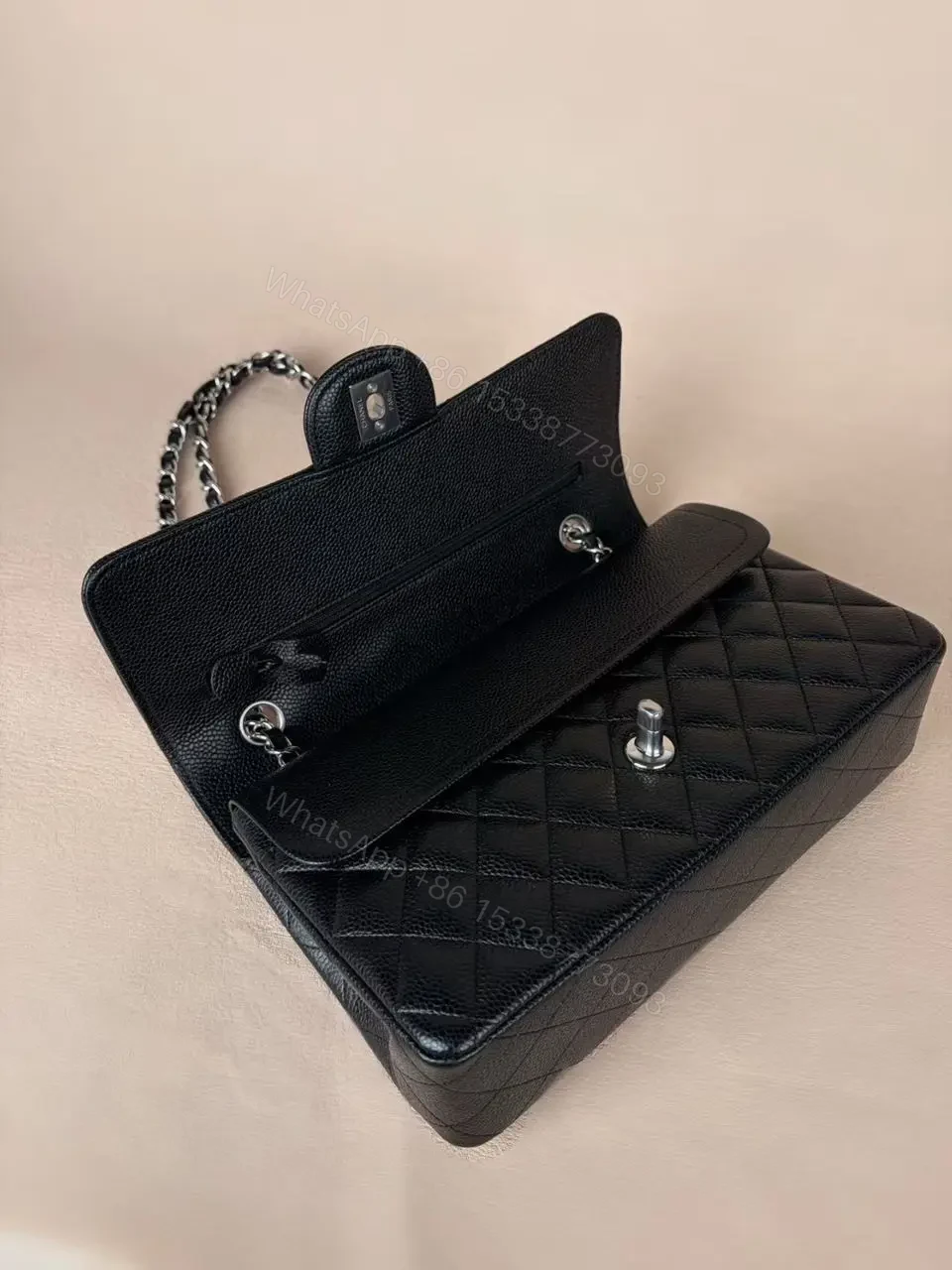 View 7 of Chanel Classic Flap Medium 25 Black sliver Hardware