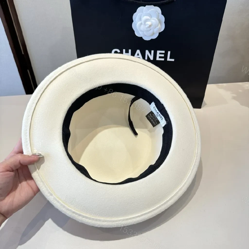 View 2 of White Wool Fedora with Pearl Detail, Couture-Style Fedora, One-Size
