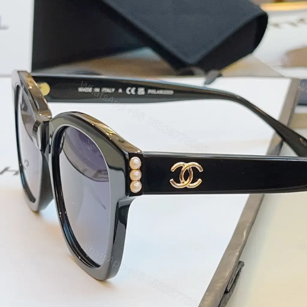 View 8 of Black Glossy Sunglasses Oversized Square Frame with Logo Detail
