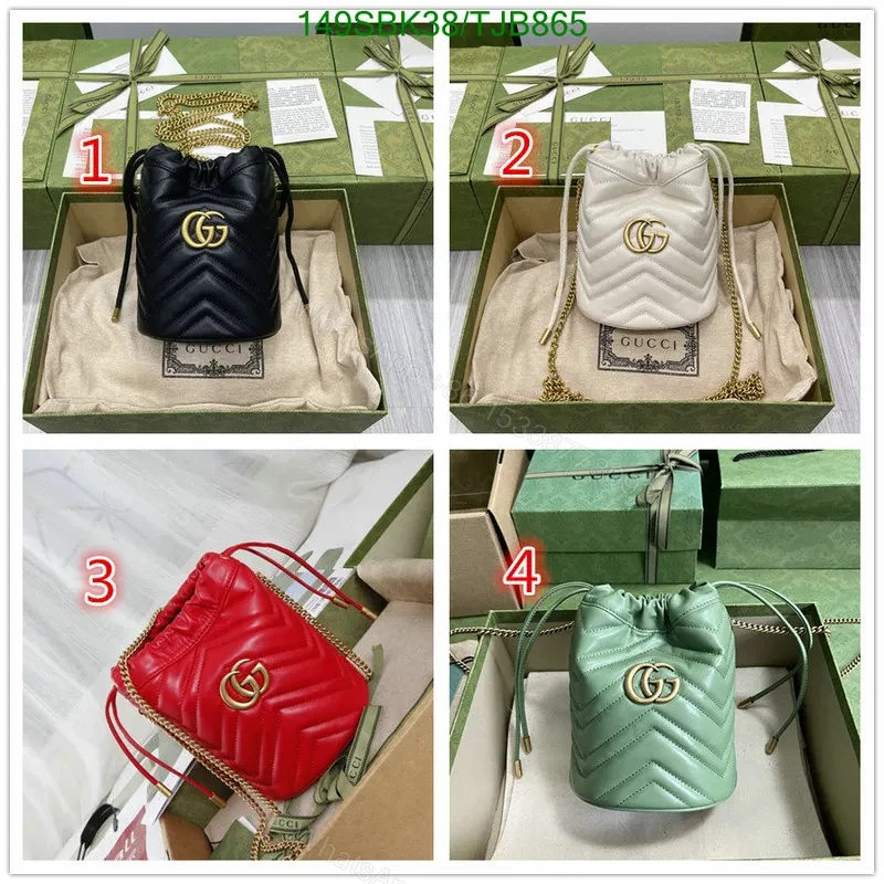 View 2 of Gucci Red Matelassé Leather Mini Bucket Bag 575163