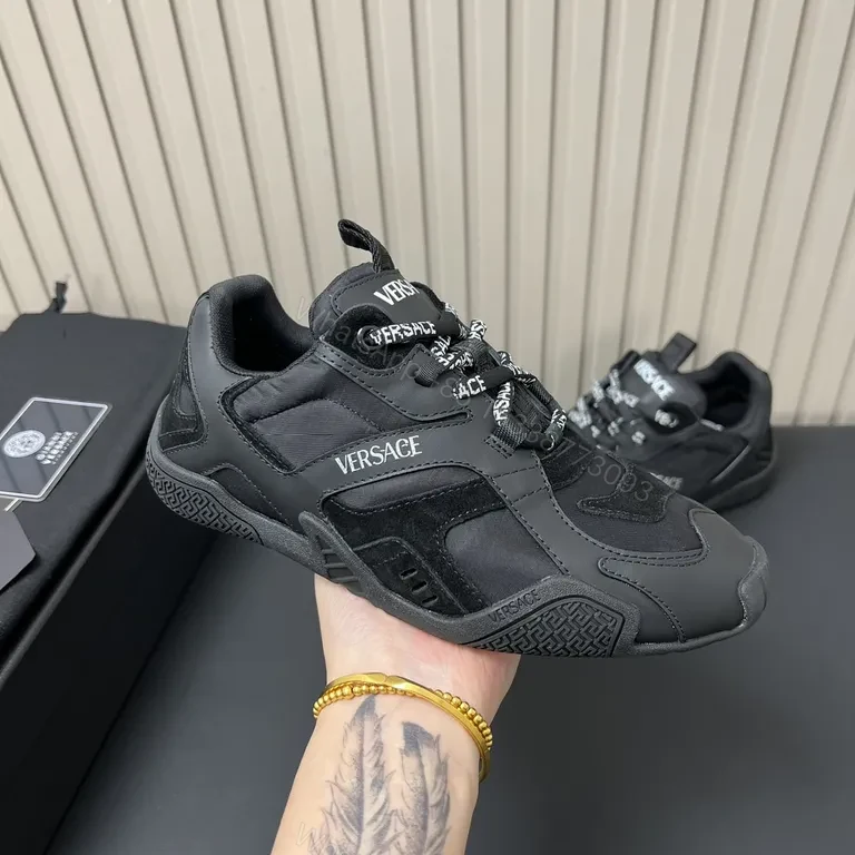 Black Versace-Inspired Luxe Sneaker: Subtle Branding, All-Day Comfort — view 1