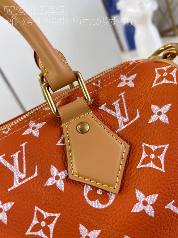 View 2 of Burnt-Orange LV Monogram Canvas Structured Tote Bag