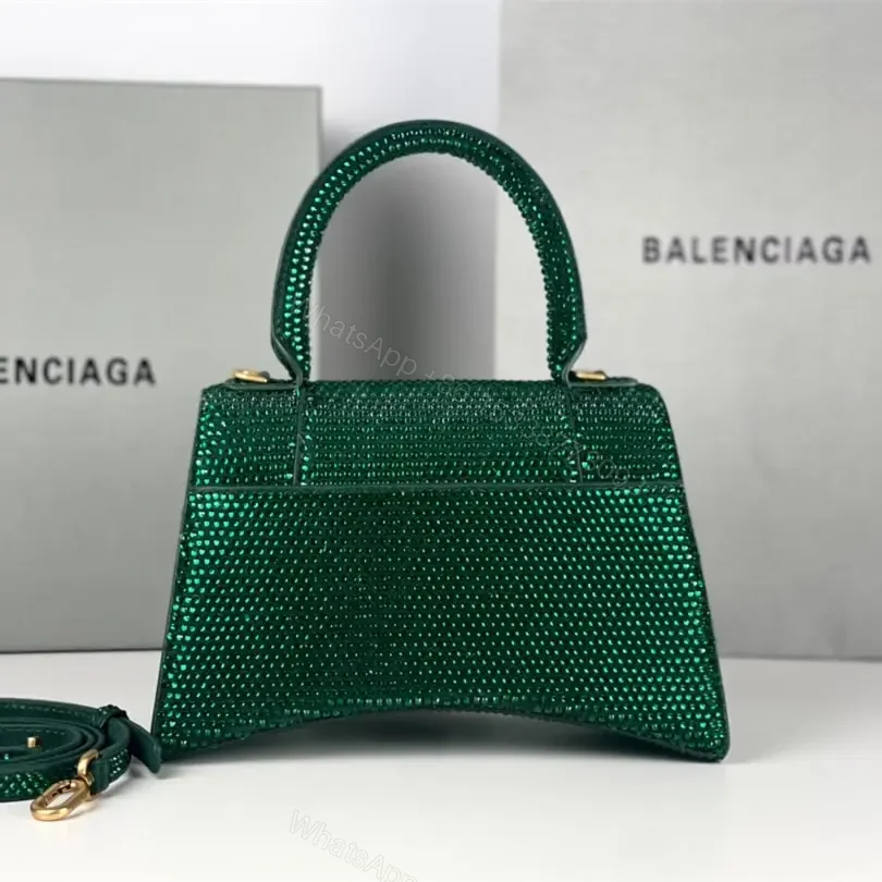 View 2 of 高仿Balenciaga*Hourglass系列沙漏包滿鑽綠色S