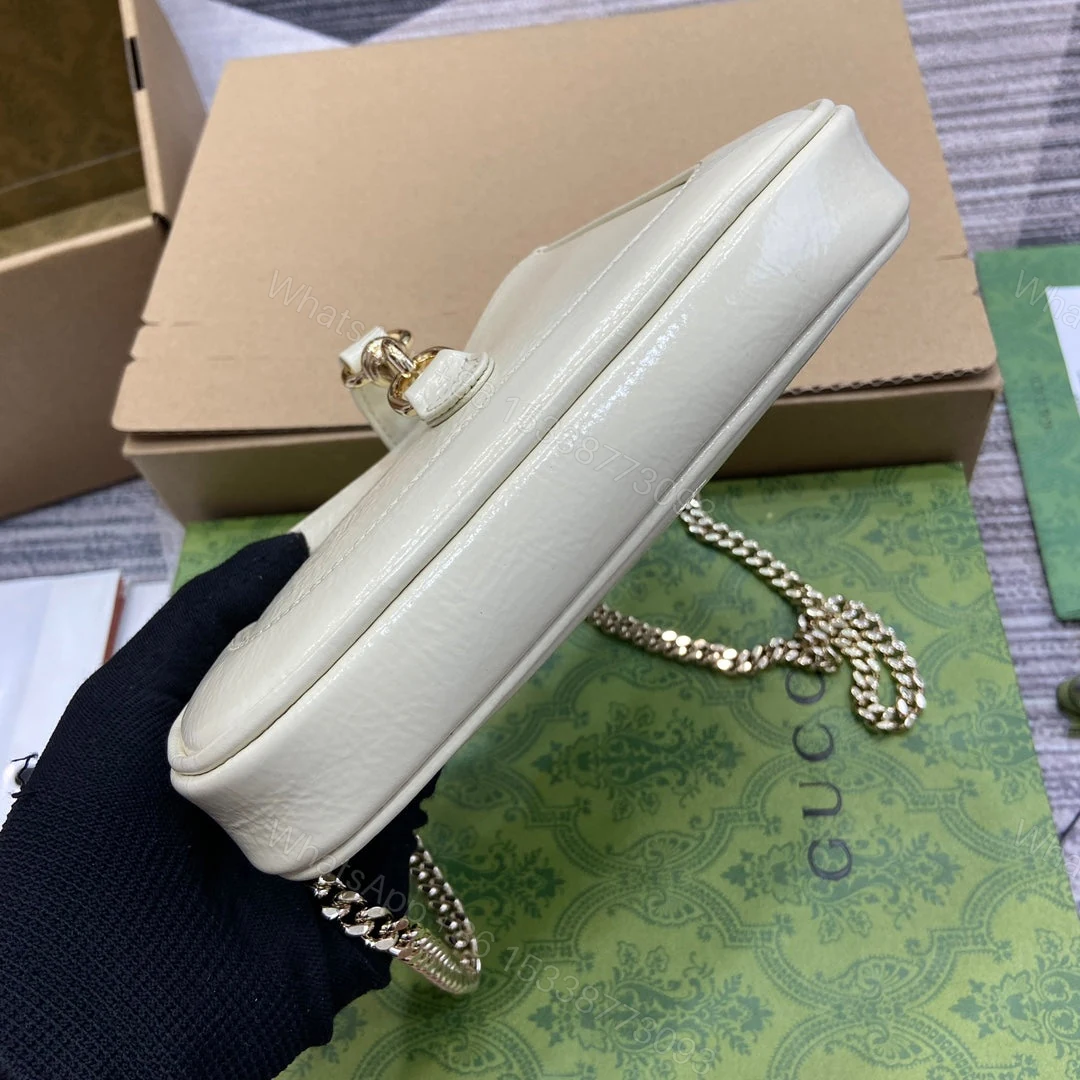 View 6 of JACKIE NOTTE MINI BAG 19 IN WHITE CRACKED LACQUER CALFSKIN GOLD HARDWARE