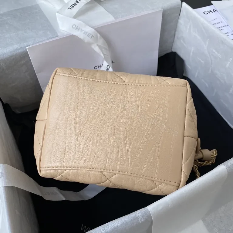 View 8 of Soft Beige Quilted Convertible Bag with Gold Chain, Leather, Chic Luxury Bag