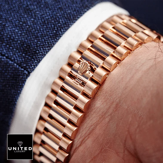View 7 of Rolex Day-Date 228235 AR Rose Gold Wrapped Rhodium Dial Replica