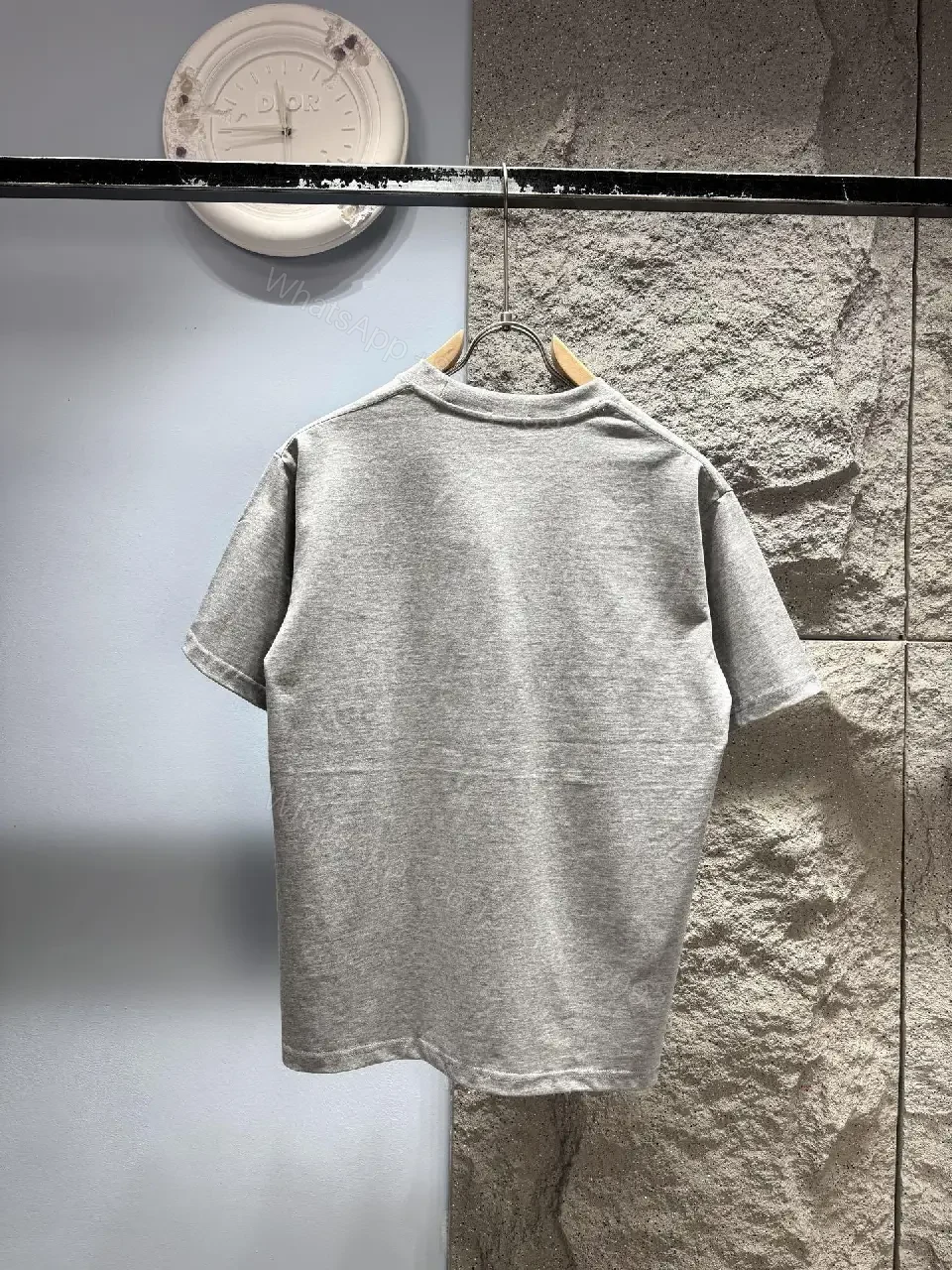 View 5 of Grey Cotton Blend Tee, Subtle Luxury, Logo Accent T-Shirt