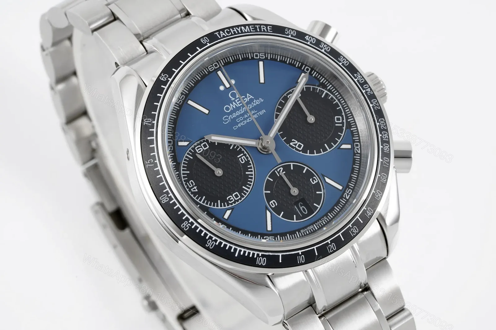 View 4 of Omega Speedmaster Series 326.32.40.50.06.001 Chronograph Watch Blue Dial Stainless Steel Bracelet Multifunction Design