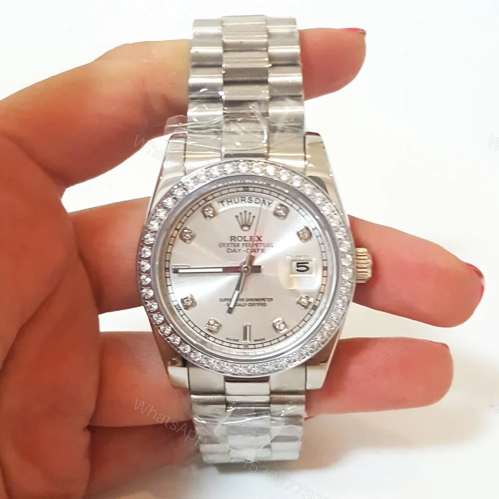 View 3 of Replica Rolex Day-Date Silver Dial 118346 36 mm