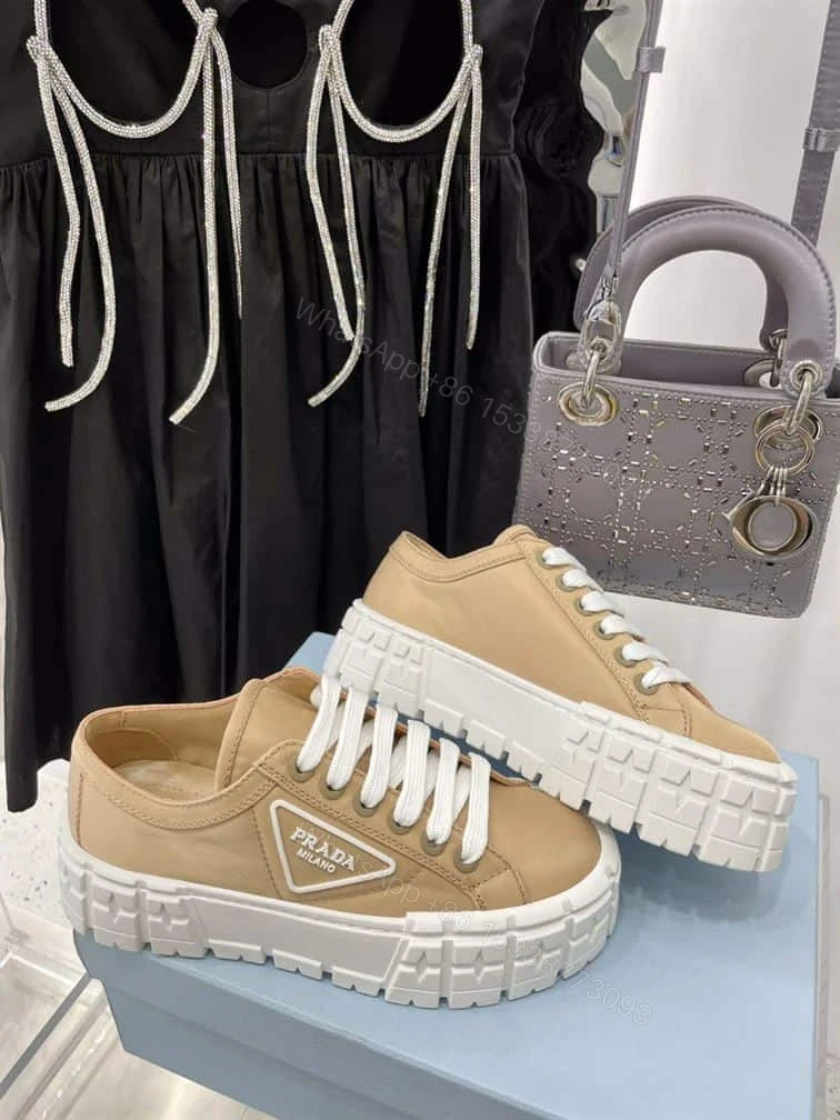 View 6 of PRADA DOUBLE WHEEL RE-NYLON GABARDINE SNEAKERS BEIGE – PRD087