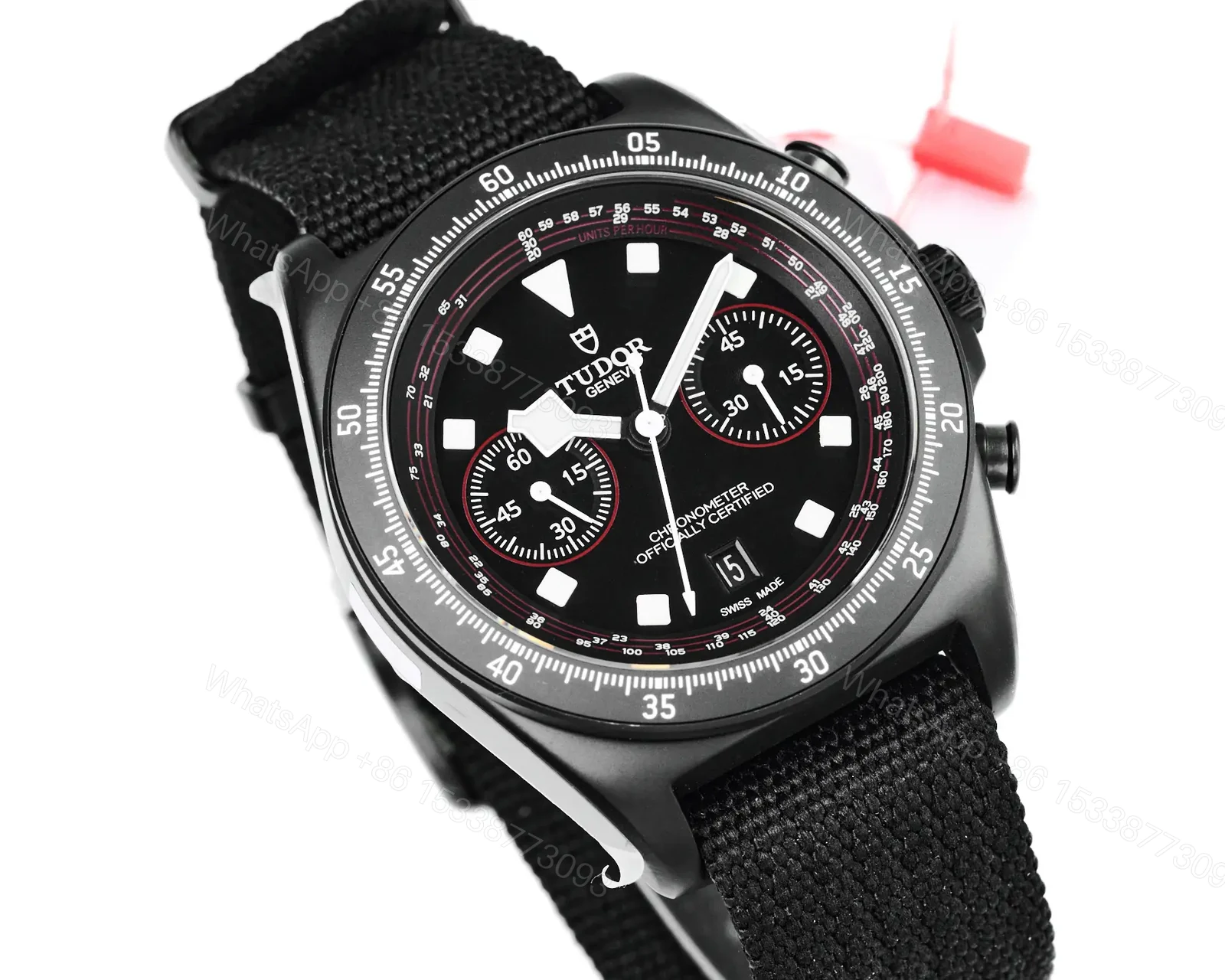 View 4 of Tudor FXD Chronograph Super Clone Black Dial Black Strap Premium 43MM TUD-FXD-CHRONO-BLK-BLK-FAB-43