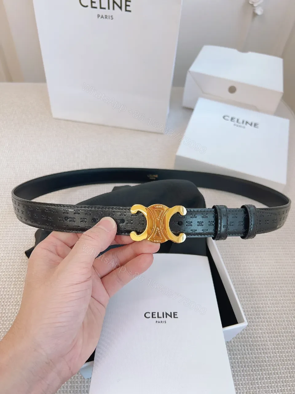 Refined Black Leather Belt with Gold Buckle – Modern Luxury Belt — view 1