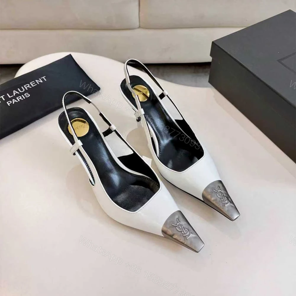 View 2 of YSL JEANNE slingback pumps in glazed leather