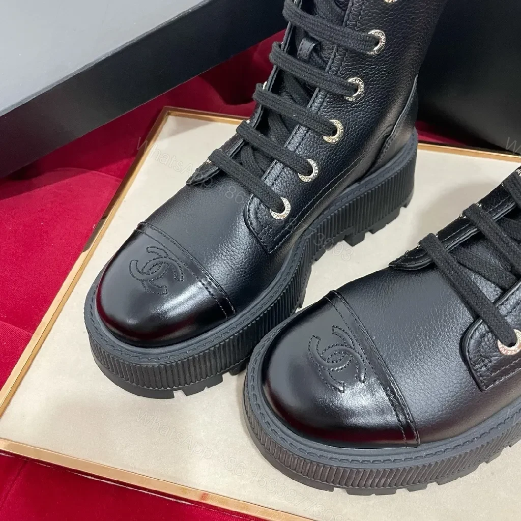 View 4 of Bold Leather Combat Boots | Luxe Street-Style, All-Day Comfort