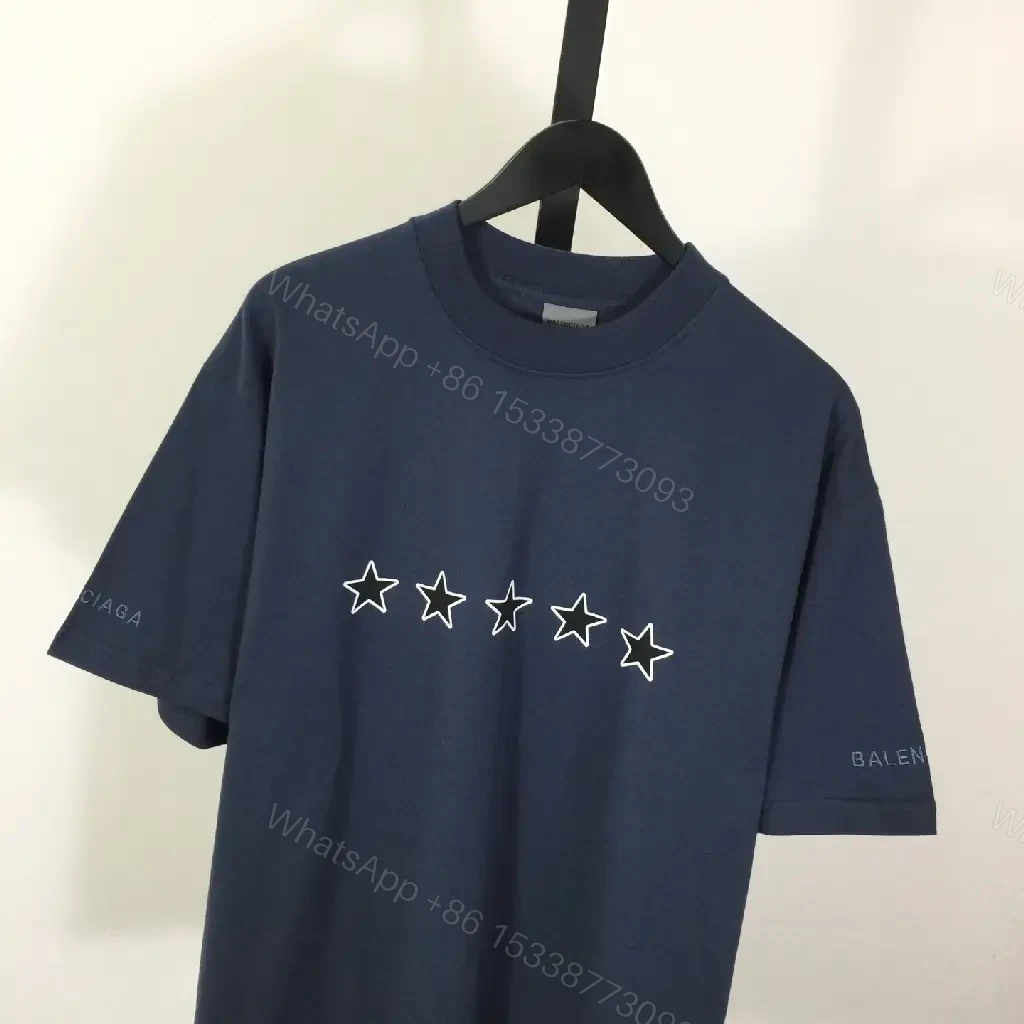 View 4 of Minimalist Star Tee: Luxe Comfort, Subtle Branding, Navy