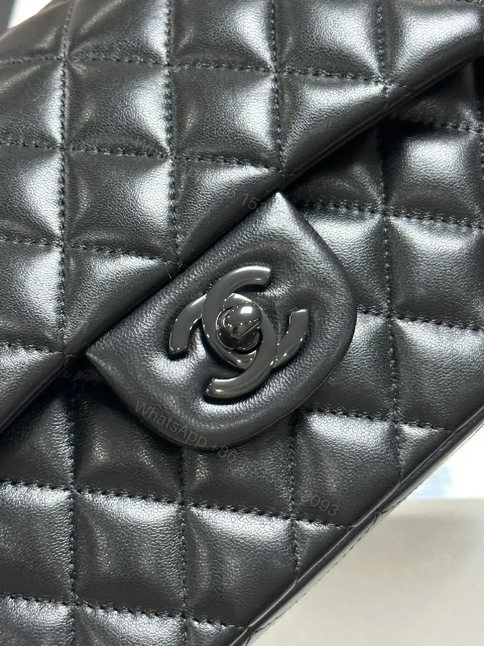 View 10 of Black Diamond Quilted Flap Bag with Chain Strap, Chanel-Inspired