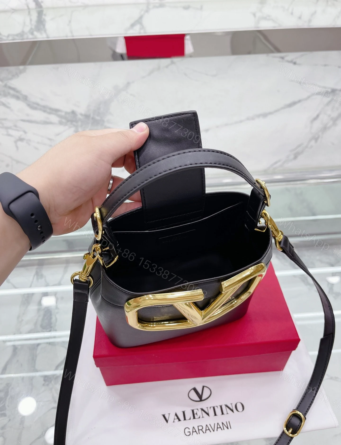 View 10 of VALENTINO GARAVANI SUPERVEE BUCKET BAG BLACK 20CM