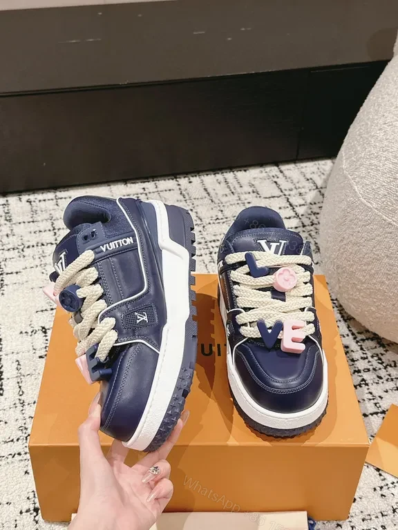 View 7 of Bold Navy Caviar Leather High-Top Sneakers with LOVE Embellishments