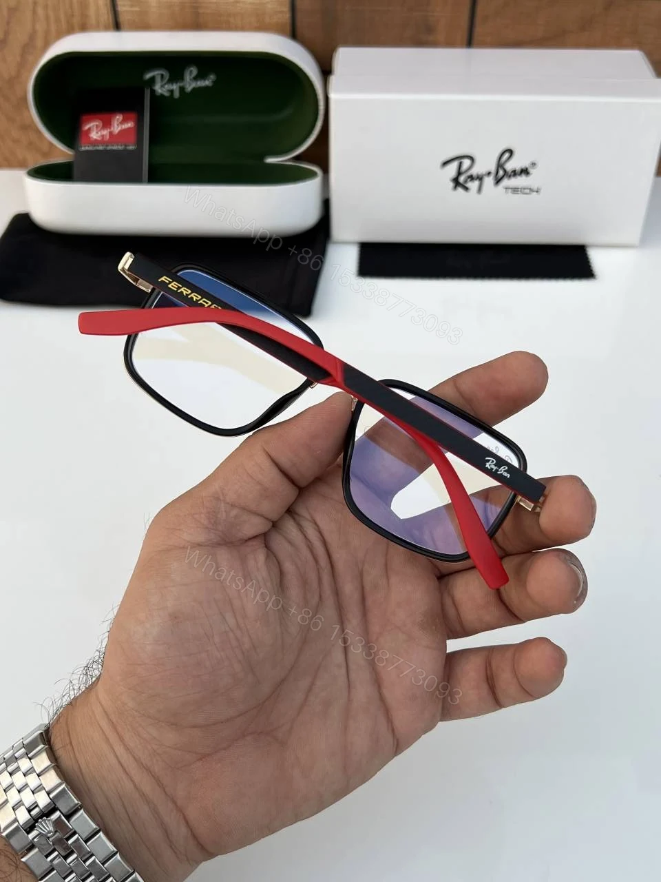 View 4 of First Copy RayBan 8840 Gold Plano Sunglasses