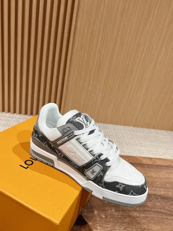 Modern Peak Leather-Trim Sneaker with Signature LV Monogram — view 1