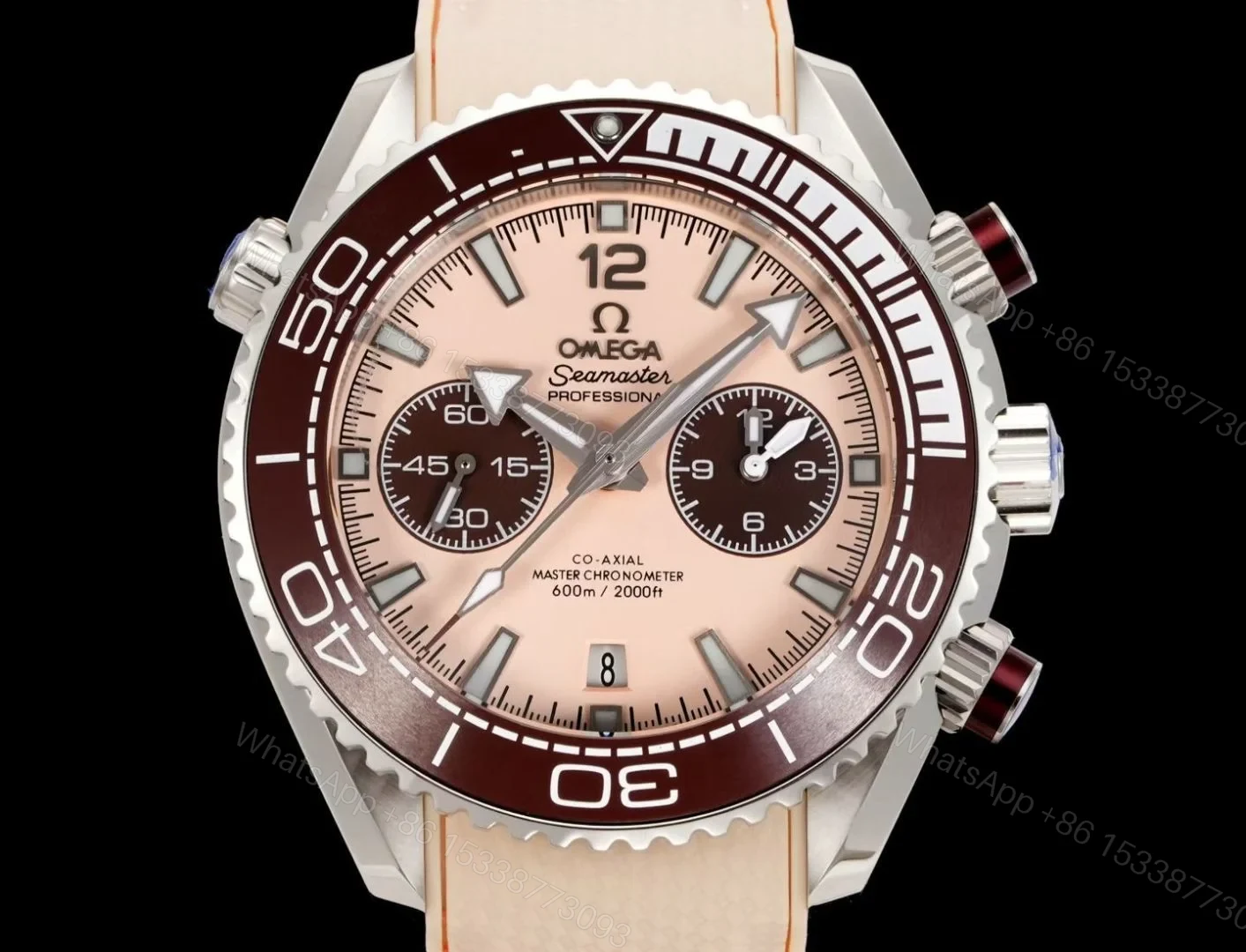 View 2 of Omega Seamaster Planet Ocean 600M Co-Axial 45.5 Master Chronometer Chronograph Stainless Steel Beige Rubber 215.32.46.51.09.001