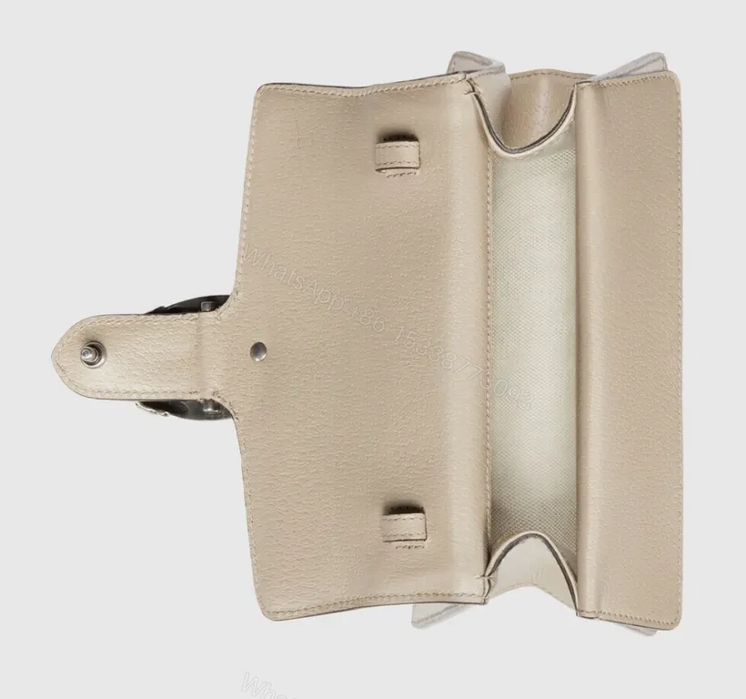 View 8 of Beige GG Supreme Tote: Tiger-Head Top-Handle Bag