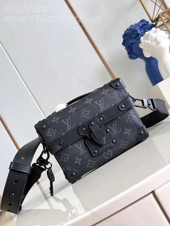 Black Boxy LV Monogram Handbag with Lock Closure — view 1