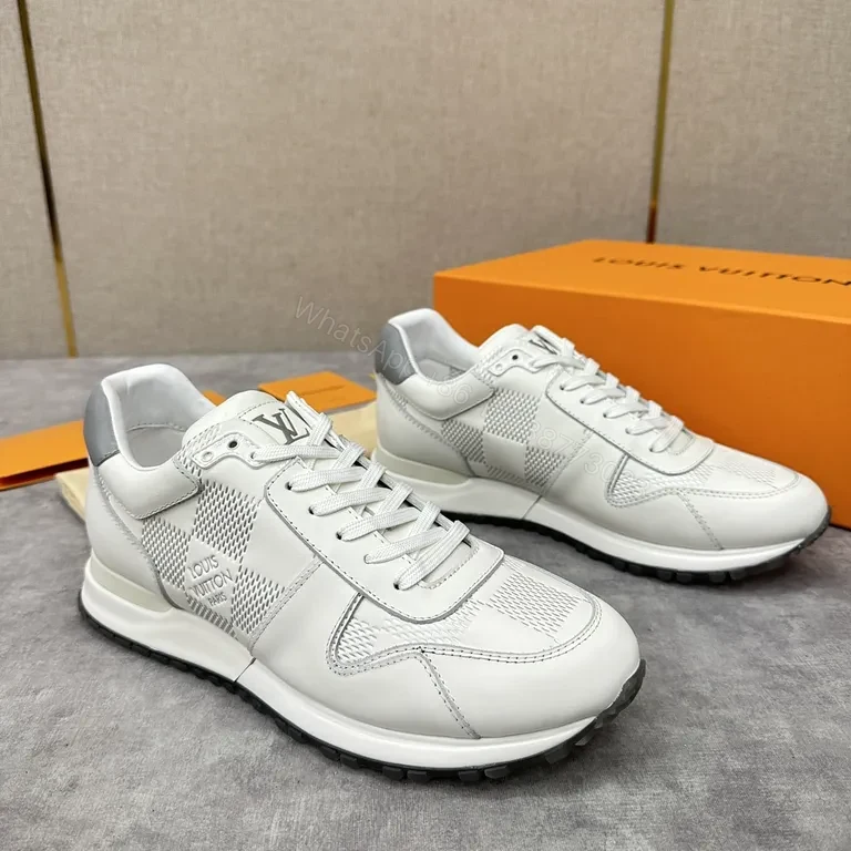 View 3 of White Leather LV-Inspired Sneaker â€“ Luxe Everyday Comfort